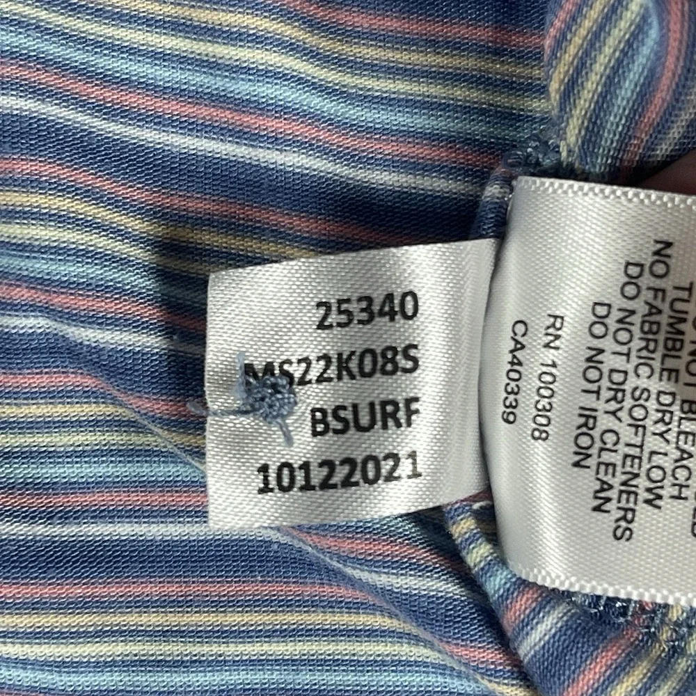 Peter Millar Seaside Polo Shirt Mens M Blue Pink Striped Short Sleeve - Picture 6 of 10